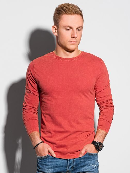 Červené stylové tričko s dlouhým rukávem L131