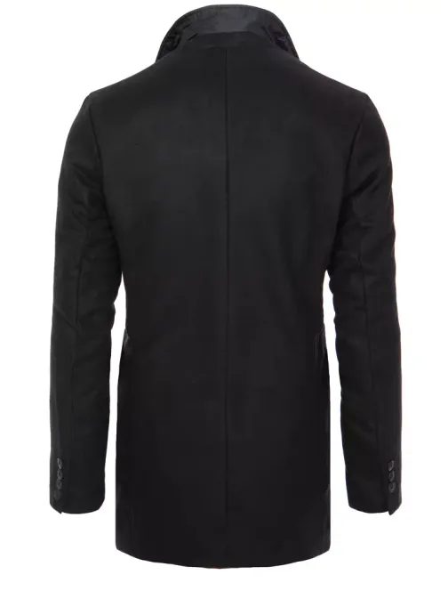 Elegantní černý kabát s dvojřadým zapínáním