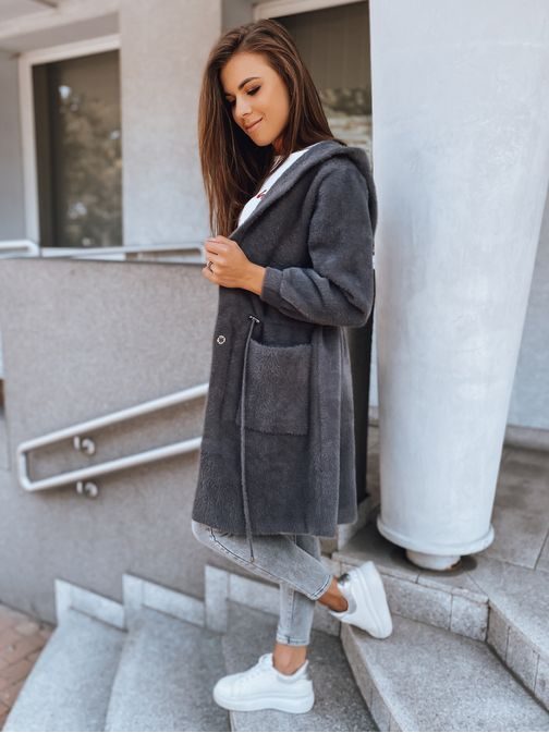 Originální dámský kabát Melby v šedé barvě