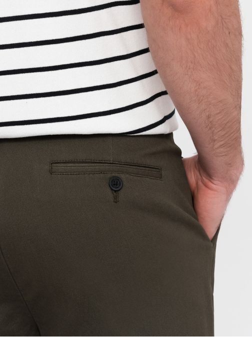 Pánské khaki klasické chinos kalhoty s jemnou texturou V2 PACP-0188