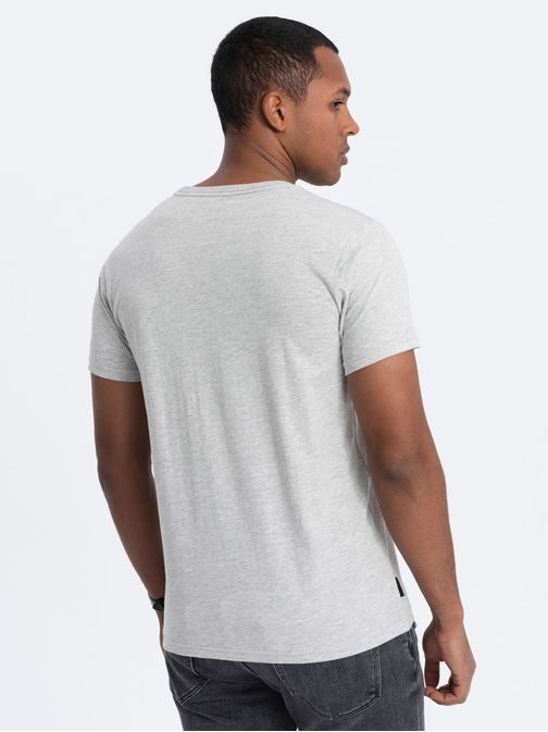 Bavlněné klasické šedé tričko s krátkým rukávem V3 TSBS-0146