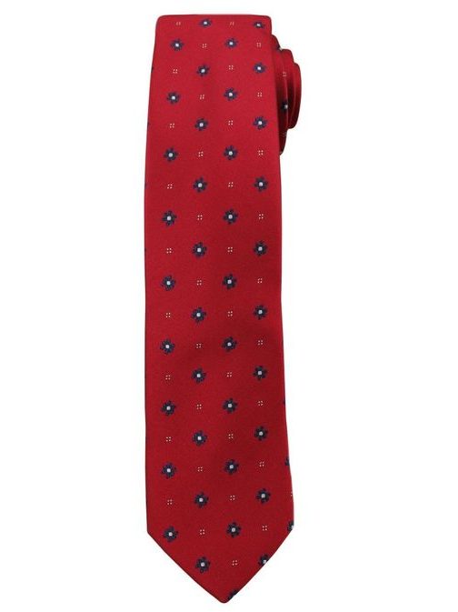 Červená květinová kravata