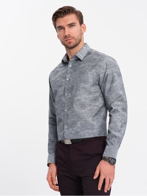 Trendy flanelová šedá košile V3 SHCS-0157