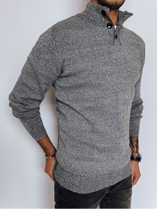 Trendy šedý svetr se zapínáním na knoflíky