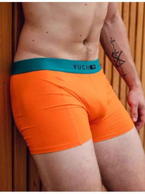 Výrazné bavlněné oranžové boxerky Connor