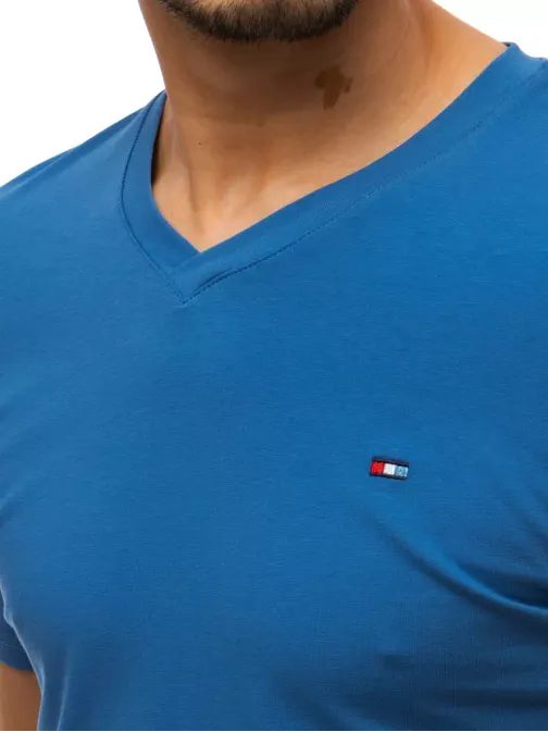Stylové tričko v modré barvě s výstřihem do V