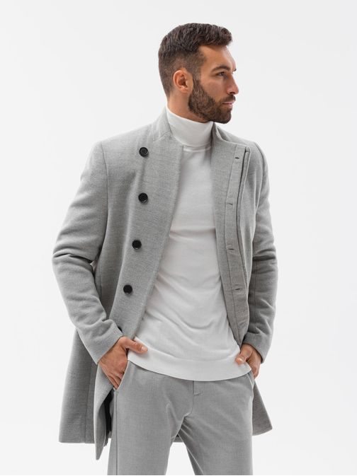 Elegantní melírovaný šedý kabát C501