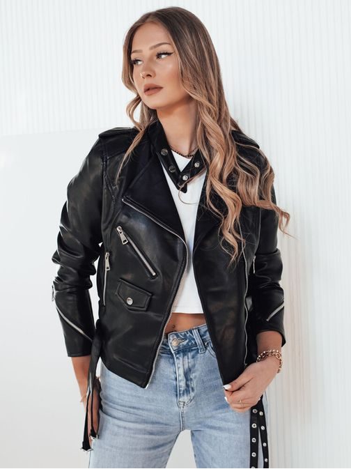 Trendy dámská černá koženková bunda Roldan