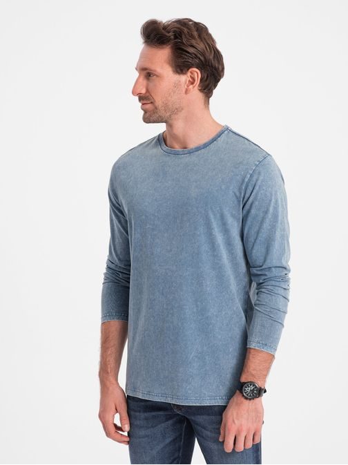 Nadčasové modré bavlněné tričko V6 LSWL-0103