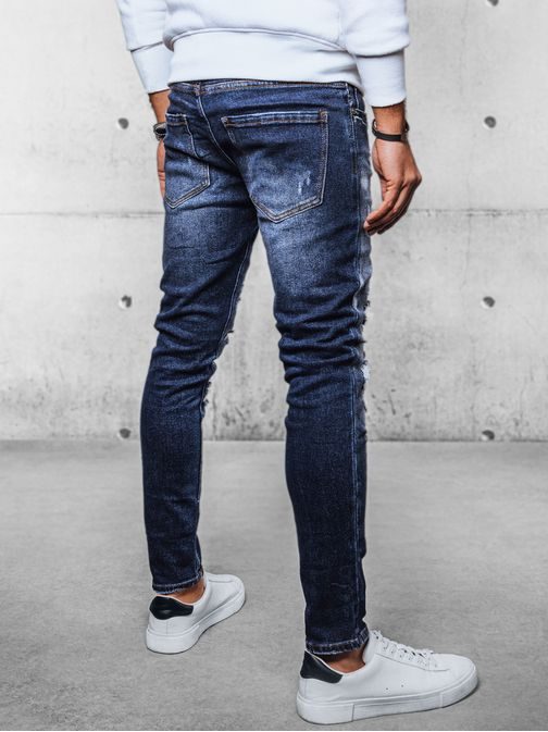 Originální pánské modré džíny s dírami