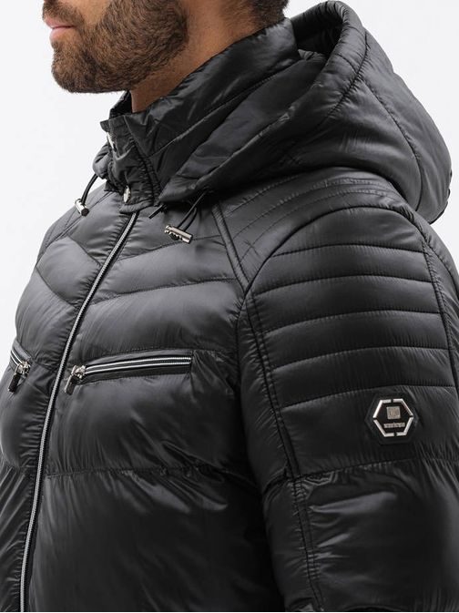 Prošívaná zimní bunda v černé barvě V1 22FW-010