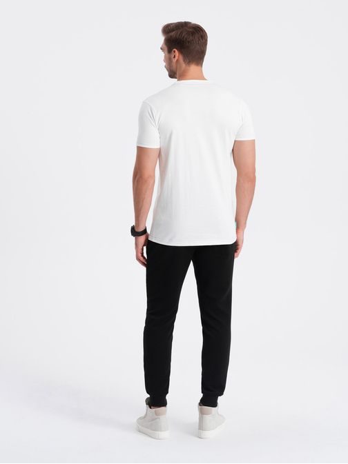 Jedinečné bílé bavlněné tričko s nášivkou V5 TSCT-0151
