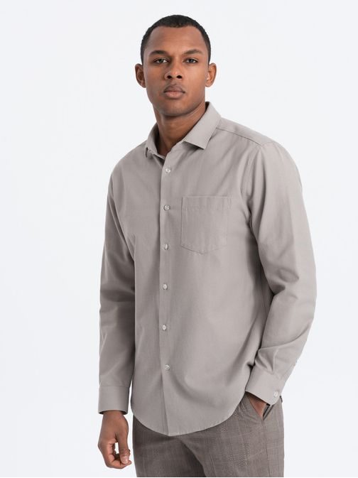 Ležérní šedá košile s kapsou V1 SHCS-0148