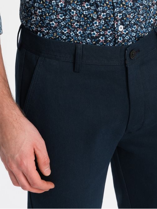 Pánské granátové klasické chinos kalhoty s jemnou texturou V3 PACP-0188
