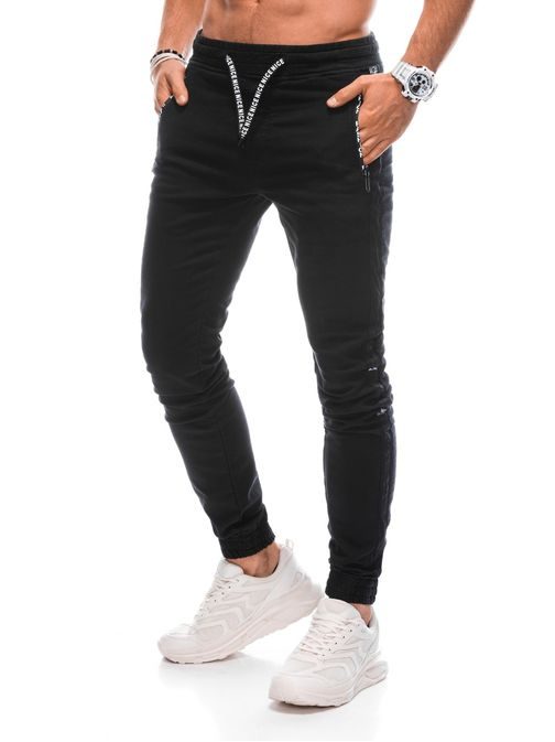 Trendy černé jedinečné jogger kalhoty P1383