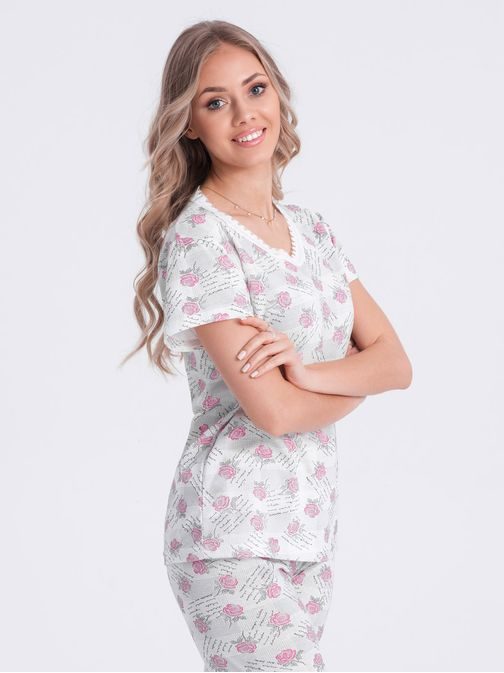 Originální růžové dámské pyžamo růže ULR266