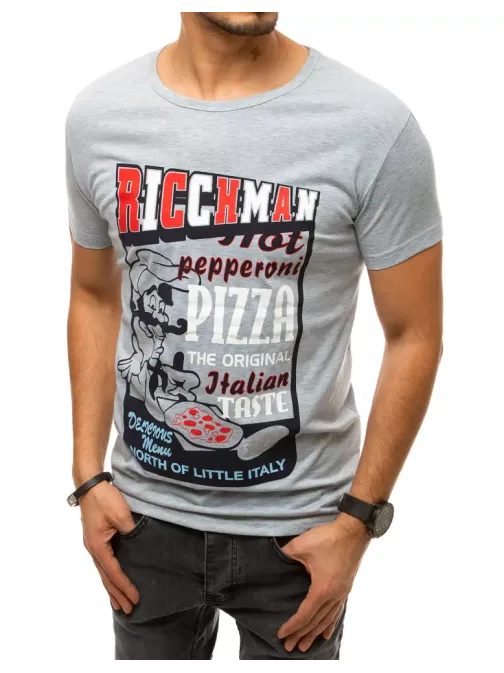 Originální šedé tričko Pizza