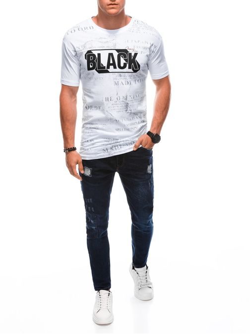 Jedinečné bílé tričko s nápisem BLACK S1903