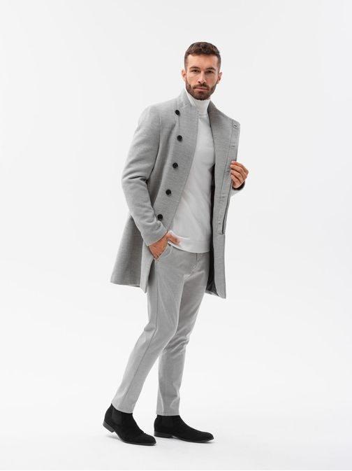 Elegantní melírovaný šedý kabát C501