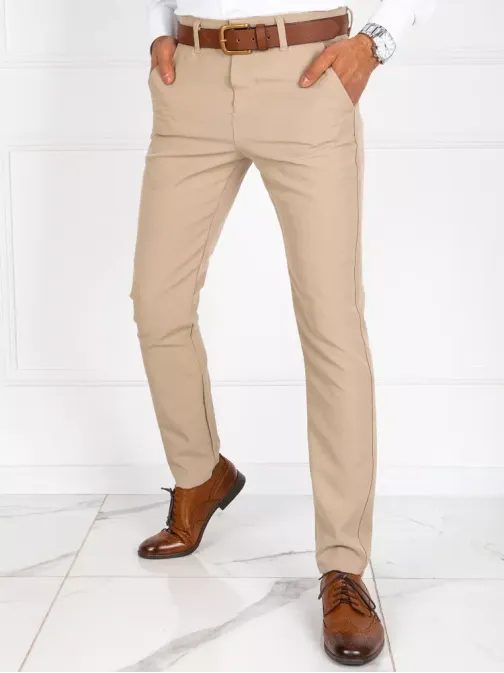 Béžové bavlněné elegantní kalhoty