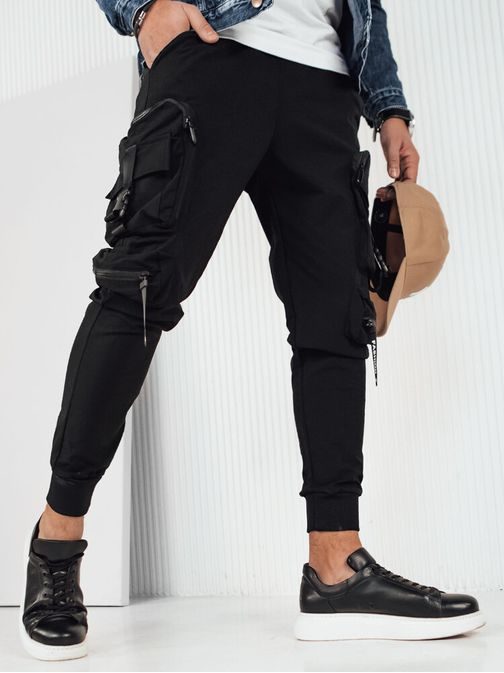 Nadčasové černé pánské kapsáčové jogger kalhoty