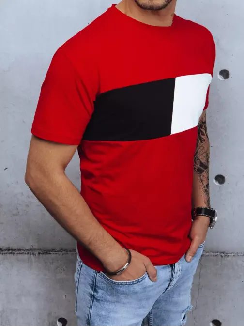 Stylové kontrastní tričko v červené barvě