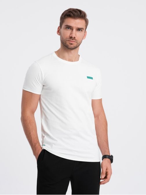 Jedinečné bílé bavlněné tričko s nášivkou V5 TSCT-0151