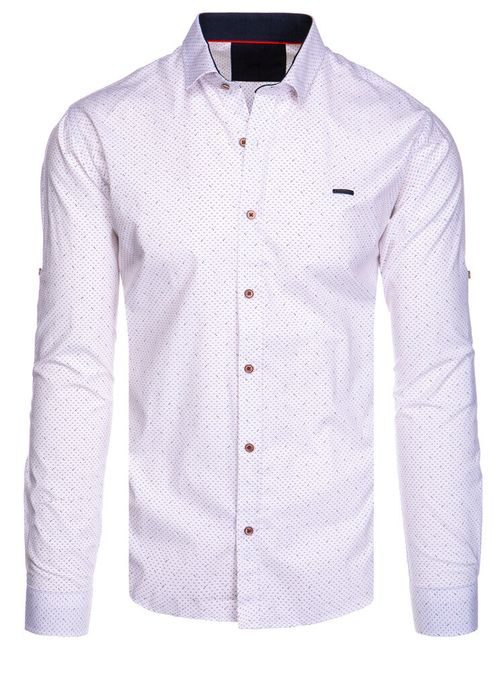 Módní vzorovaná slim fit košile v bílé barvě