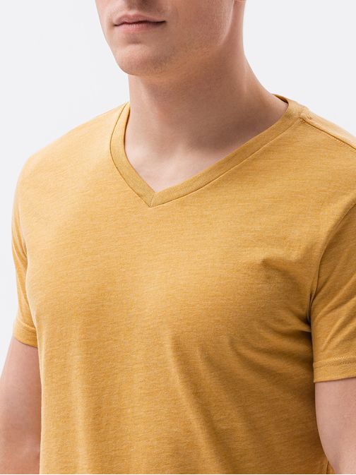 Jednoduché tričko v hořčicově melírované barvě S1369