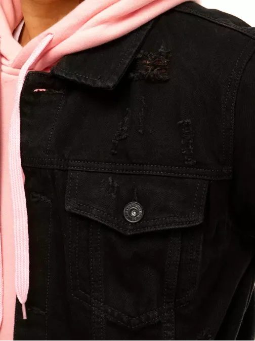 Trendová černá džínová bunda