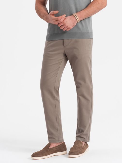 Chinos popelavé kalhoty klasického střihu s jemnou texturou V1 PACP-0190