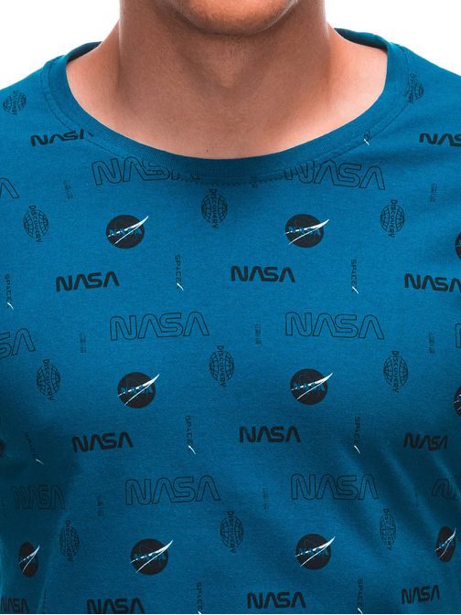 Originální tyrkysové tričko s potiskem NASA S1916