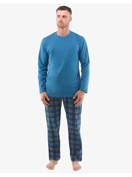 Modré pohodlné dlouhé pyžamo Bernard