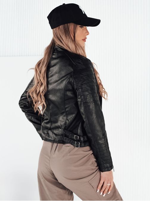 Trendy dámská černá koženková bunda Bailo