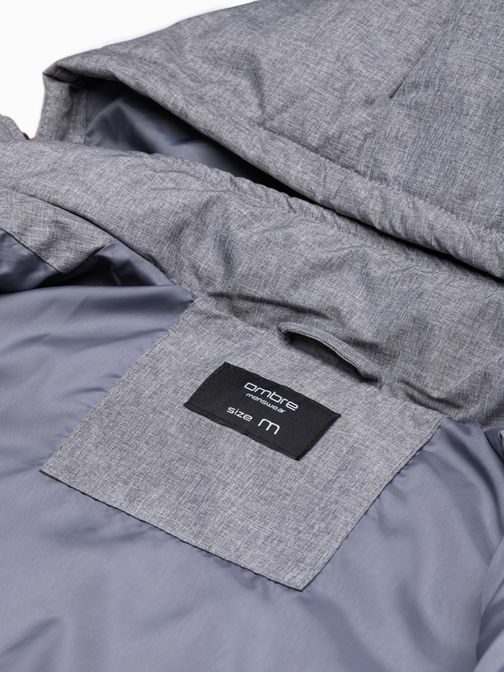 Prošívaná zimní bunda v melírované šedé barvě C552