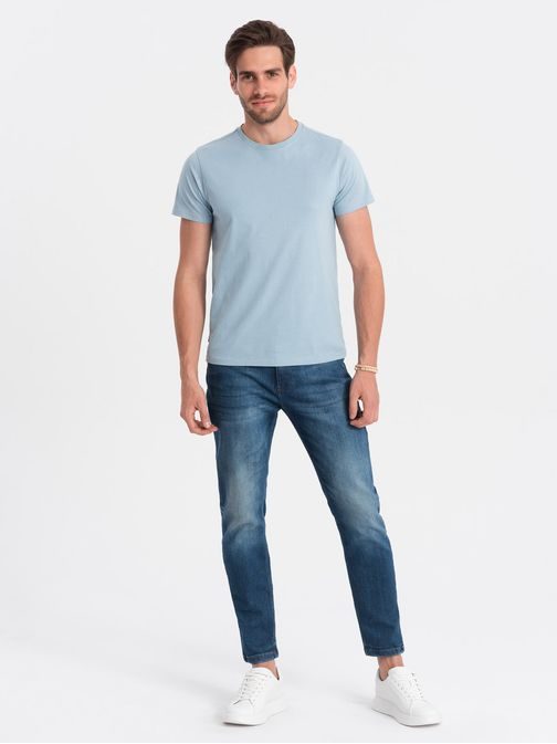 Bavlněné klasické světle modré tričko s krátkým rukávem V12 TSBS-0146
