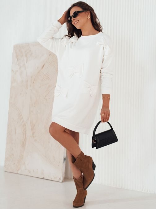 Bílé šaty s ozdobnými mašlemi Gastor
