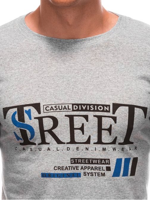 Jedinečné šedé tričko s nápisem street S1894