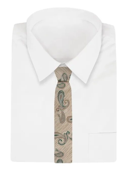 Béžová pánská kravata s trendy vzorem