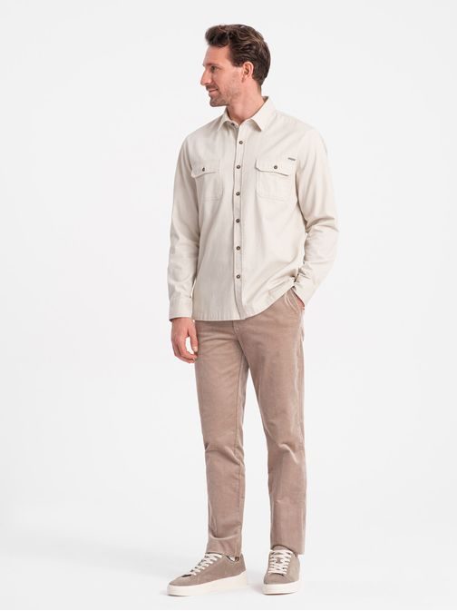 Ležérní krémová košile s kapsami na knoflíky V1 SHCS-0146
