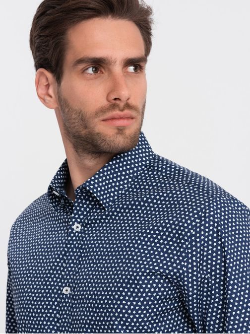Jedinečná granátová košile s trendy vzorem V1 SHCS-0140