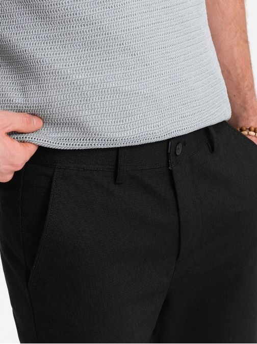 Pánské černé klasické chinos kalhoty s jemnou texturou V5 PACP-0188