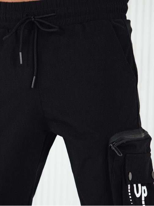 Trendy černé pánské kapsáčové  jogger kalhoty UP