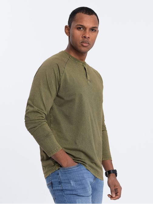 Nadčasové olivové bavlněné tričko V4 LSWL-001