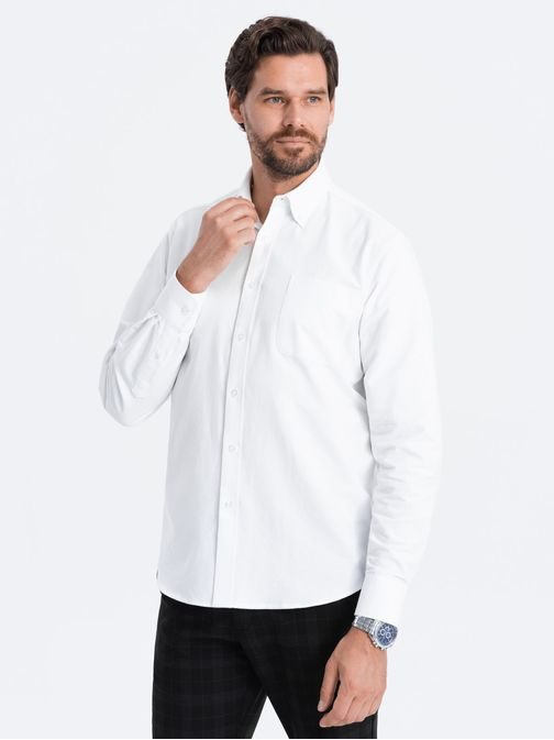 Elegantní bílá košile oxford V1 OM0108