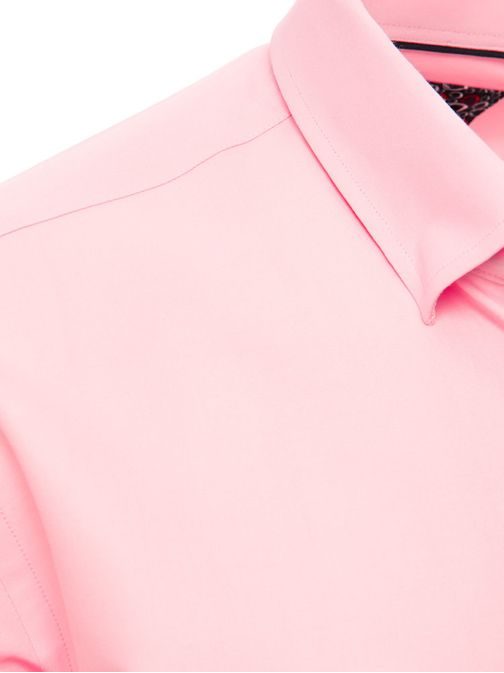 Módní růžová jednobarevná košile s krátkým rukávem