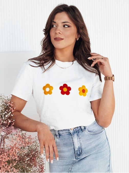 Dámské bíle tričko s květy Djalis