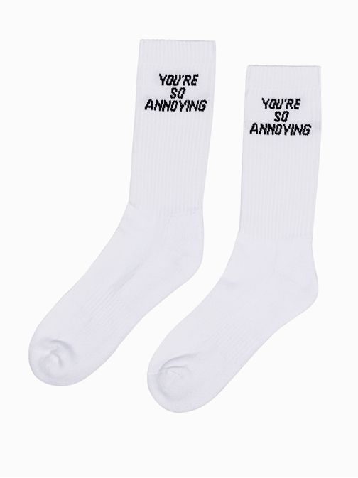 Bílé pánské ponožky s nápisem U152
