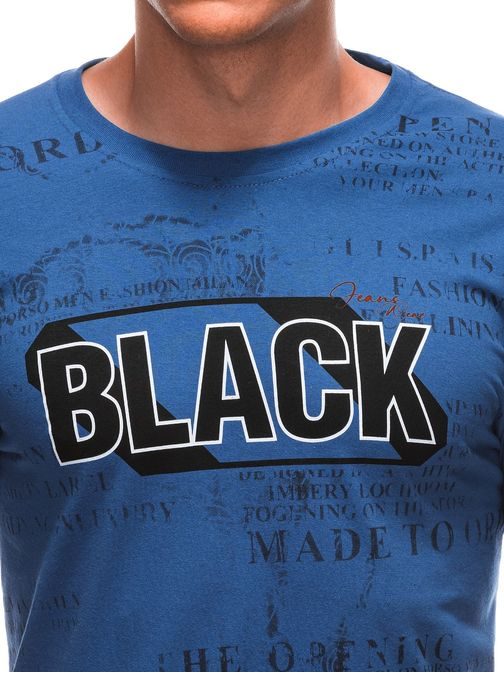 Jedinečné modré tričko s nápisem BLACK S1903