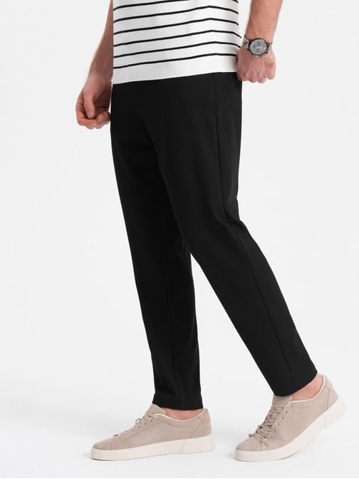 Pánské černé chinos kalhoty s elastickým pasem V3 PACP-0158